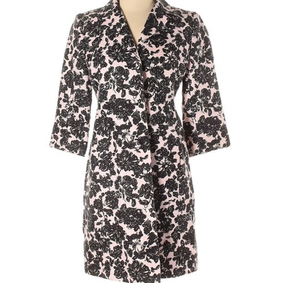 Loft- Fabulous Pink Black Floral Lined jacket Silk-Linen-Cotton Blend. - Picture 1 of 6